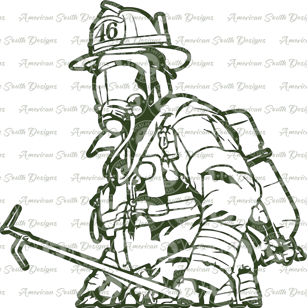 Firefighter with 46 Helmet