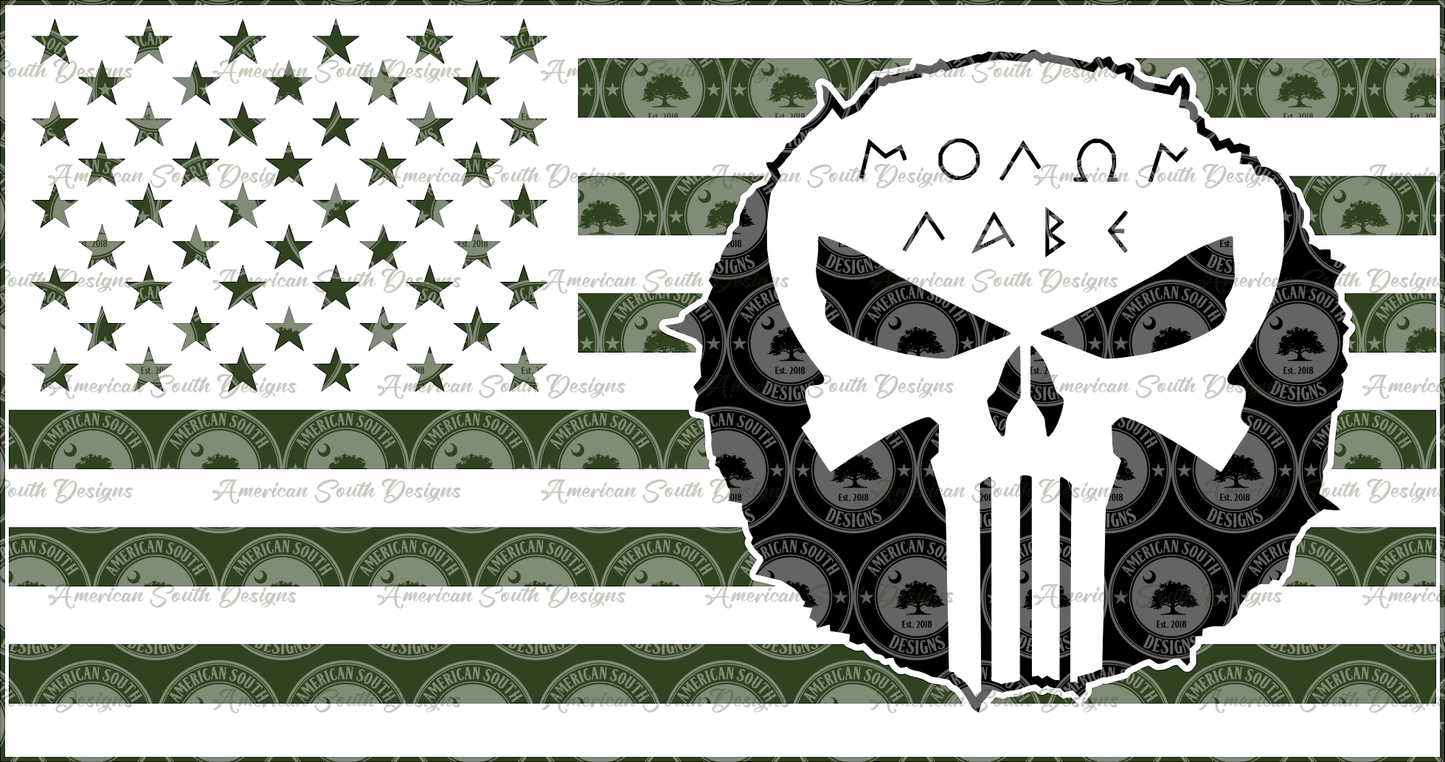 Tattered American Flag 2 - Skull - Molon Labe - SVG