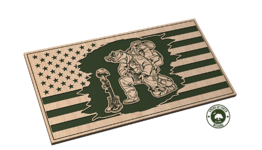 Tattered Flag Design 11 - Kneeling Soldier