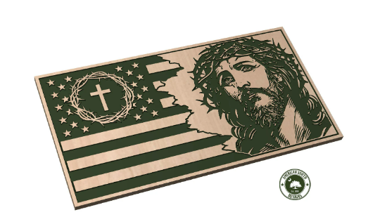 Tattered Flag 3 with Jesus Silhouette