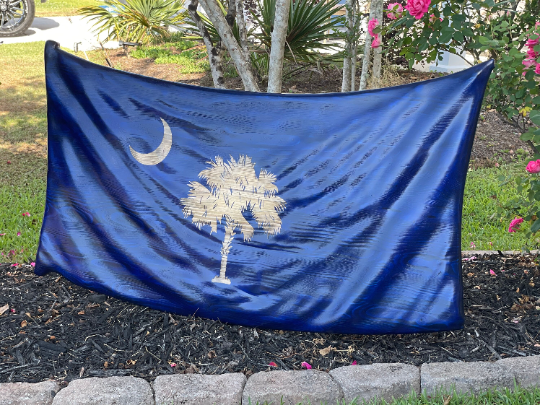 Wooden 3D South Carolina Palmetto Tree Flag - Draped Version 1