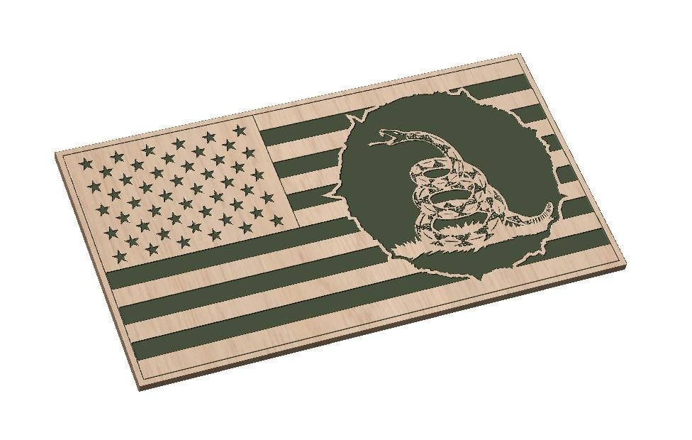 Tattered American Flag 2 with Gadsden Snake  Don't Tread on Me