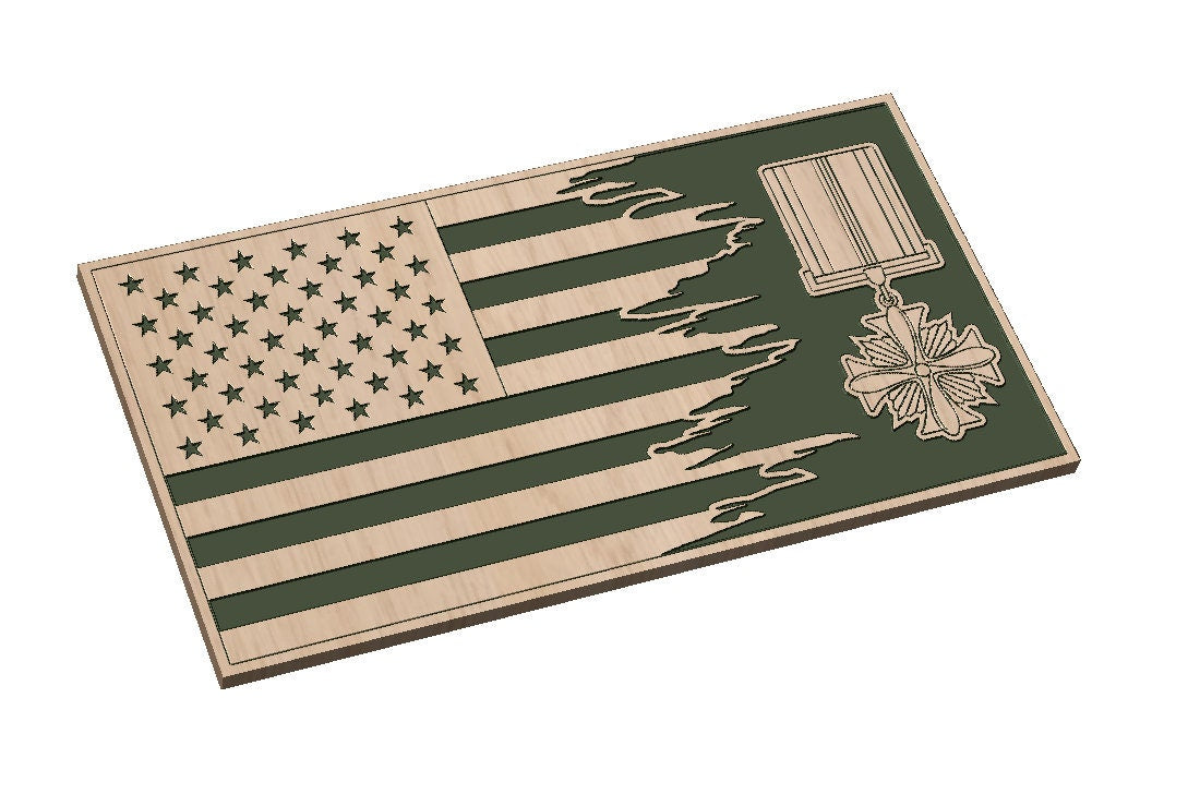 Tattered American Flag with Distinguished Flying Cross SVG
