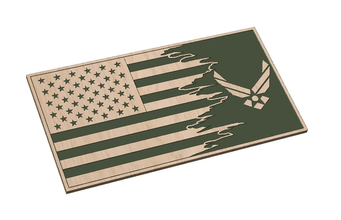 Tattered American Flag with Air Force Logo SVG