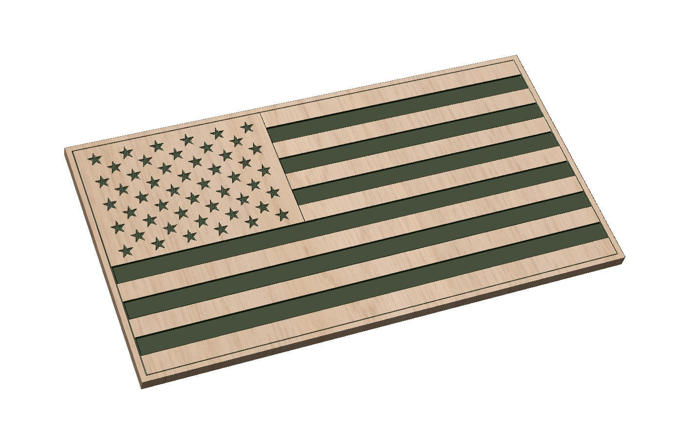 Wavy American Flag 3D Model ***STL, and Grayscale PNG***  Model 2  CNC Router Model