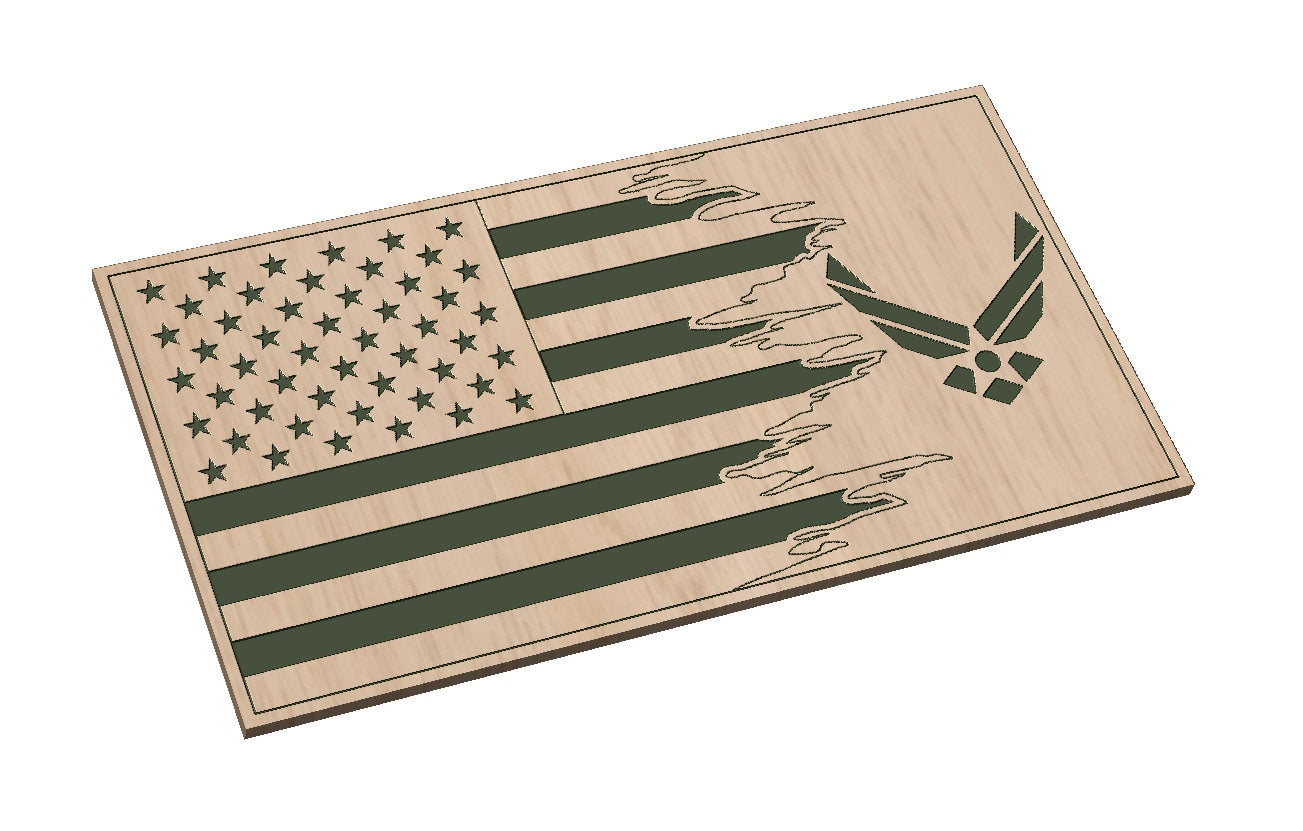 Tattered American Flag with Air Force Logo SVG