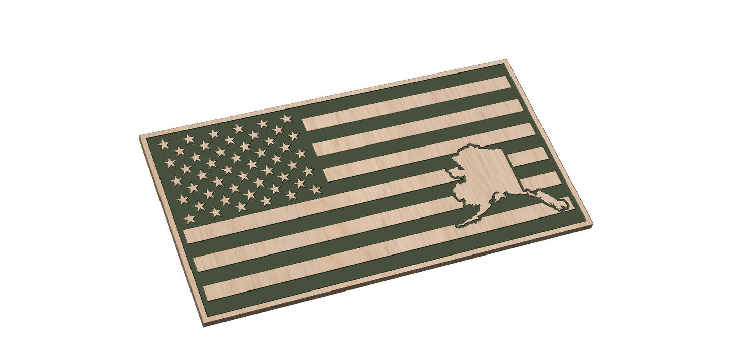 American Flag with Alaska State