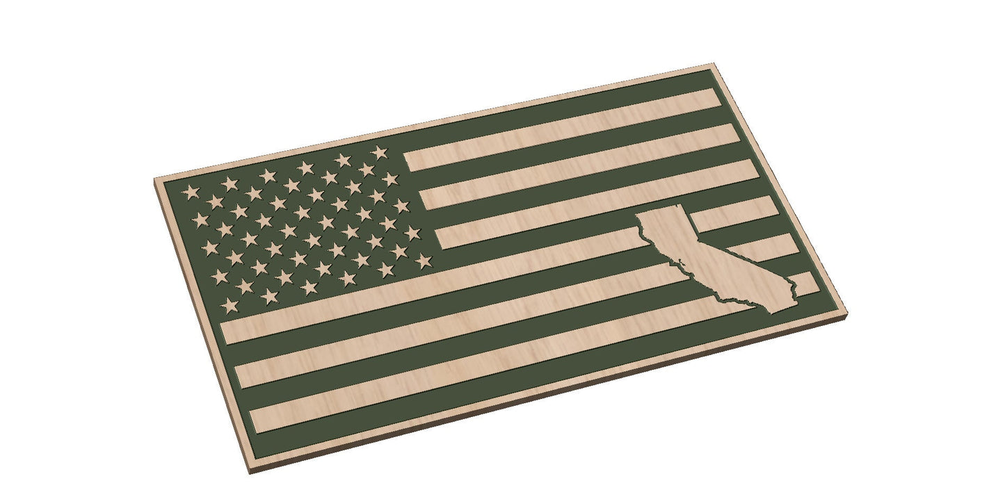 American Flag with California State