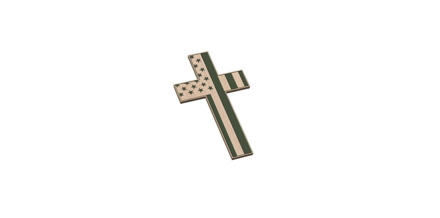 Cross with Vertical Flag