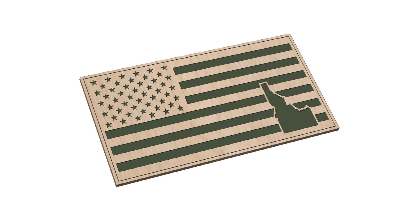American Flag with Idaho State