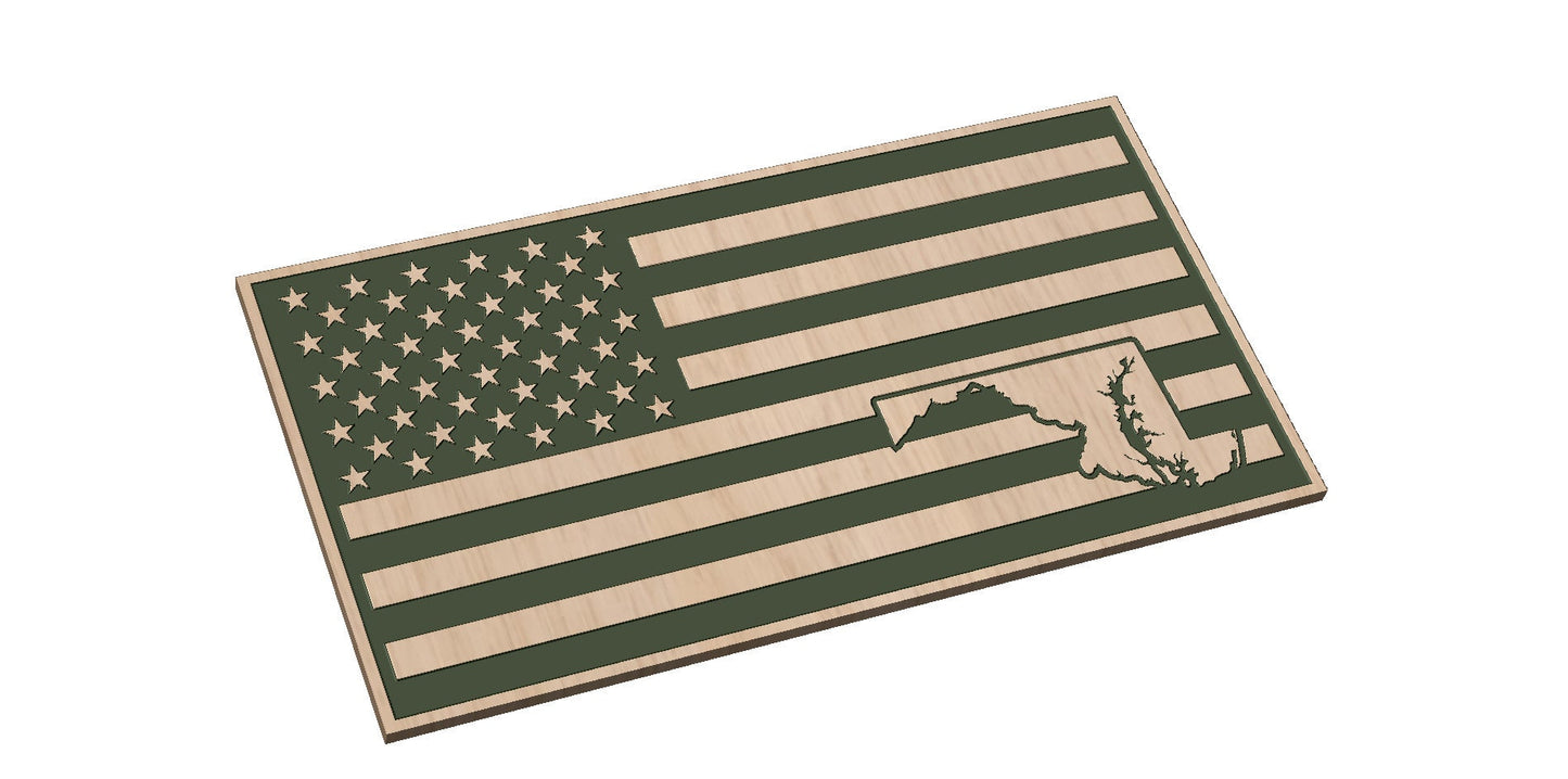 American Flag with Maryland State