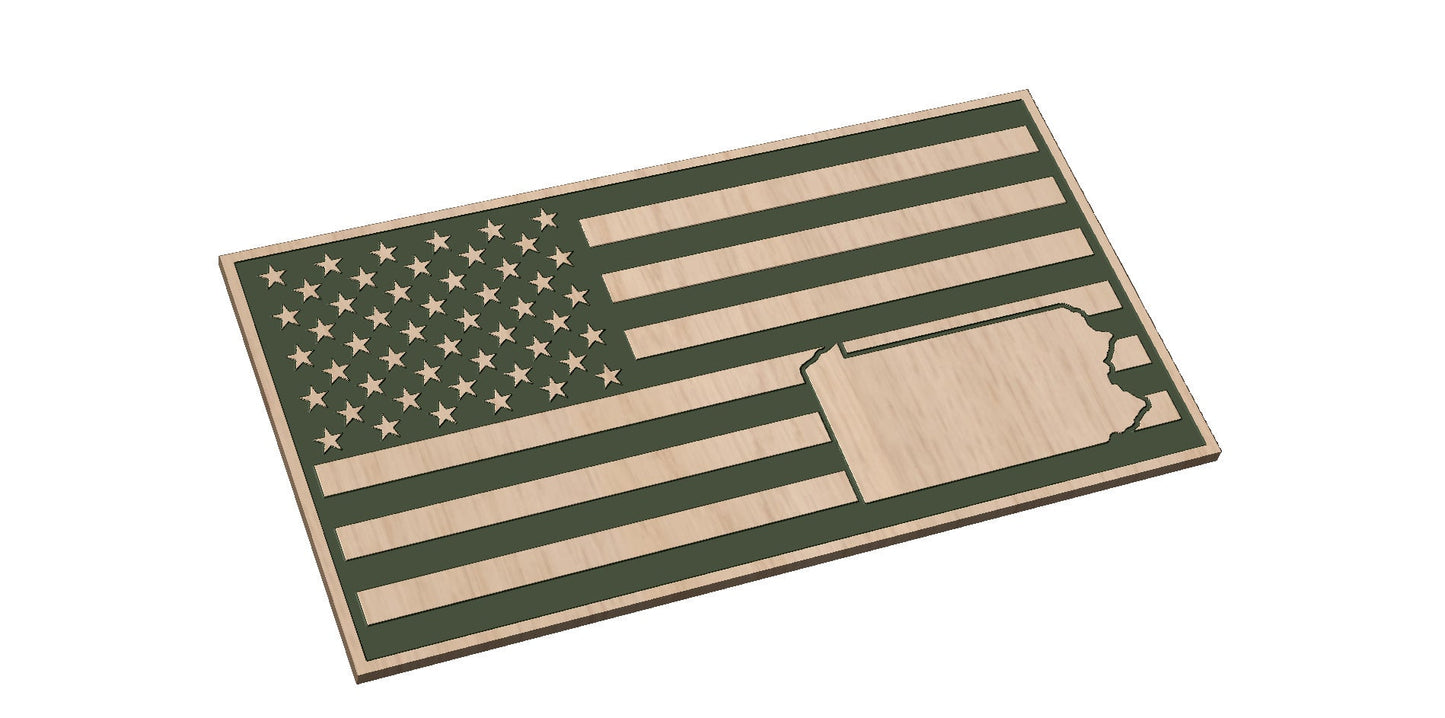 American Flag with Pennsylvania State