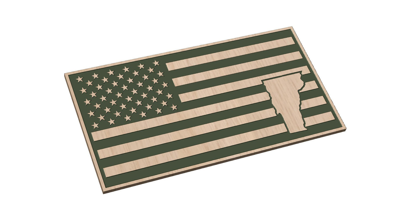 American Flag with Vermont State