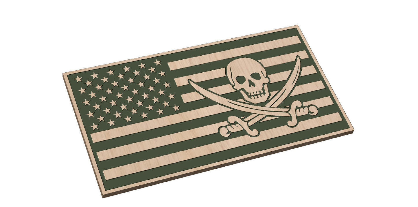 American Flag with Pirate