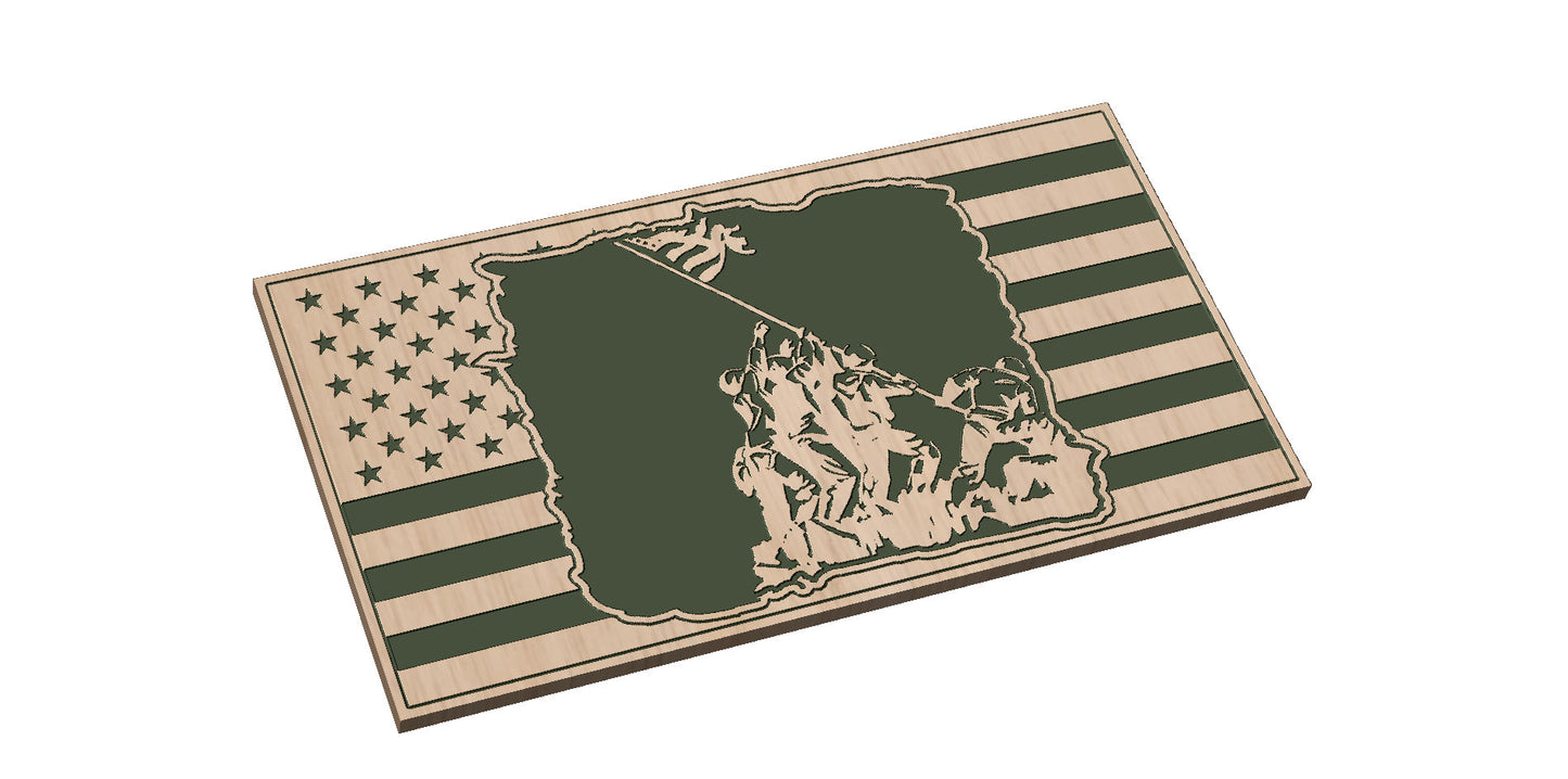 Torn American Flag with Iwo Jima SVG