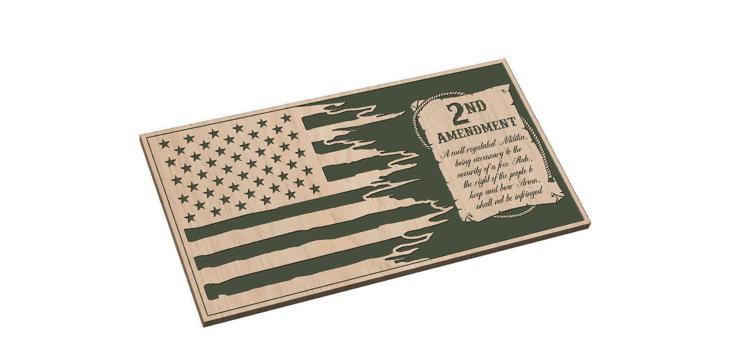 Distressed Tattered Flag with 2nd Amendment