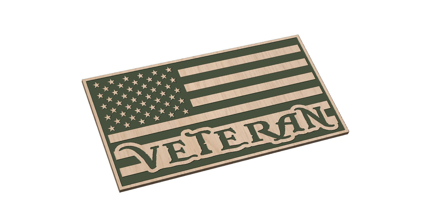 American Flag with Veteran  SVG