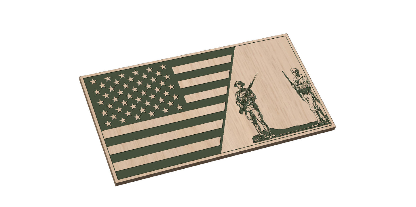 Split Flag with Soldier and Sailor