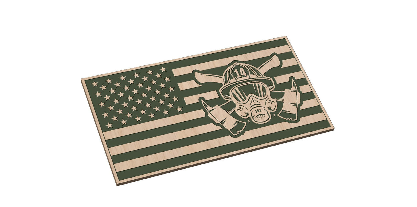 Firefighter Flag with Number 14
