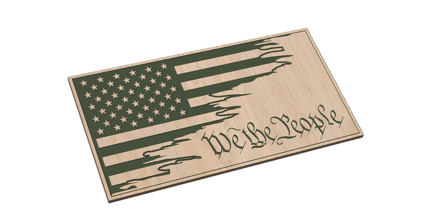 Tattered Split Flag with We The People