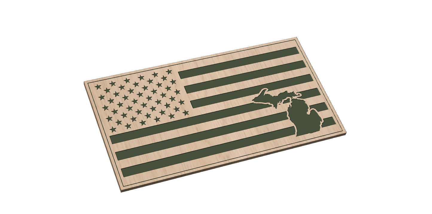 American Flag with Michigan State