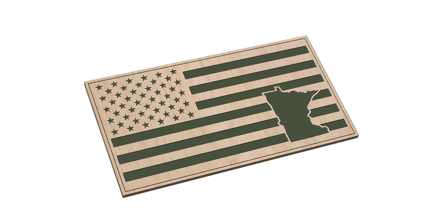 American Flag with Minnesota State