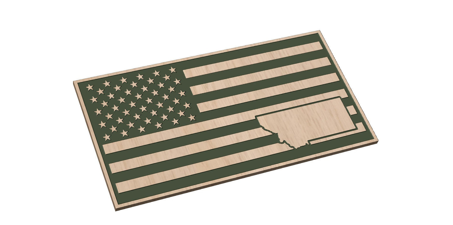 American Flag with Montana State