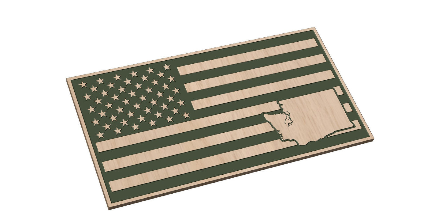 American Flag with Washington State