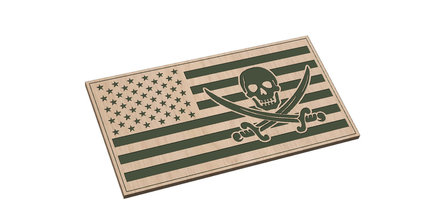 American Flag with Pirate