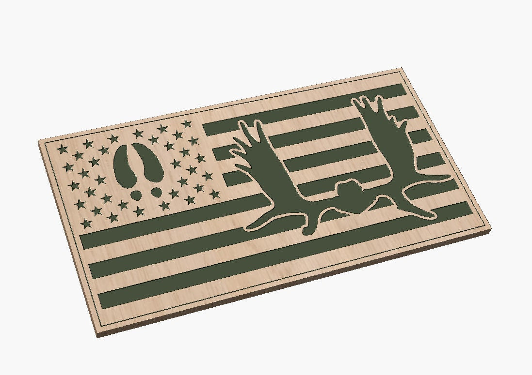 Moose Rack and Print Flag  SVG