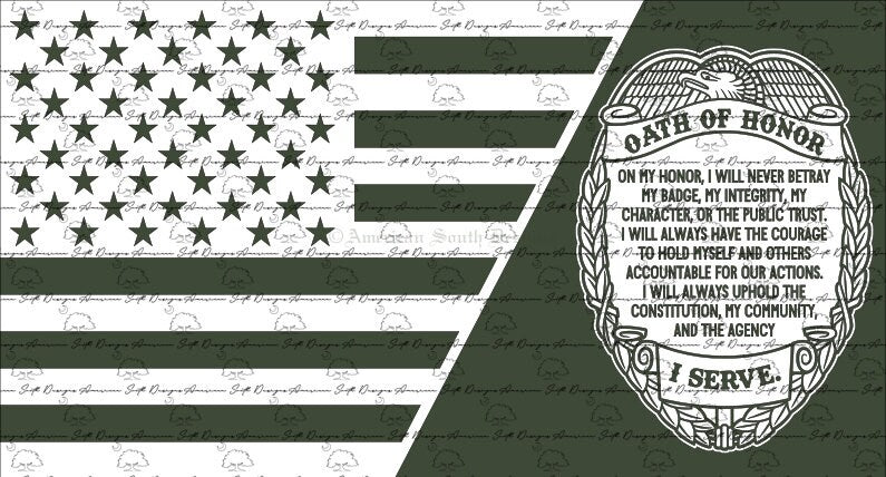 Split Flag  Oath of Honor Police Badge