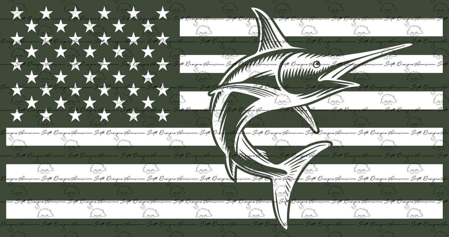 American Flag with Marlin  SVG