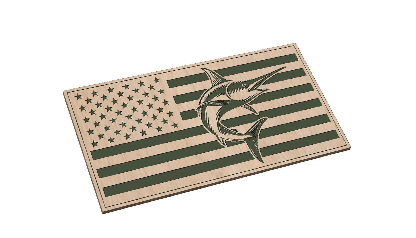 American Flag with Marlin  SVG