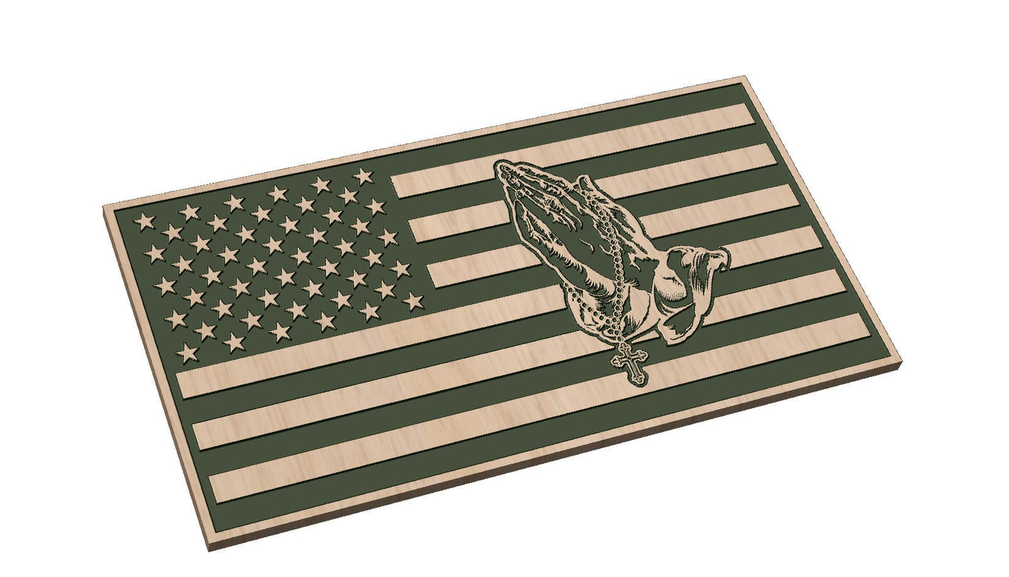 American Flag with Praying Hands