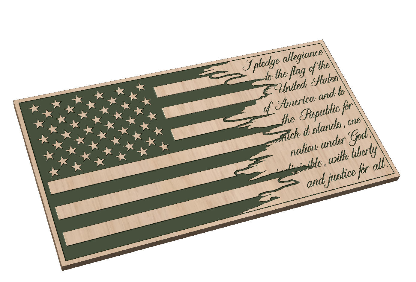 Tattered American Flag with Covered Pledge of Allegiance SVG