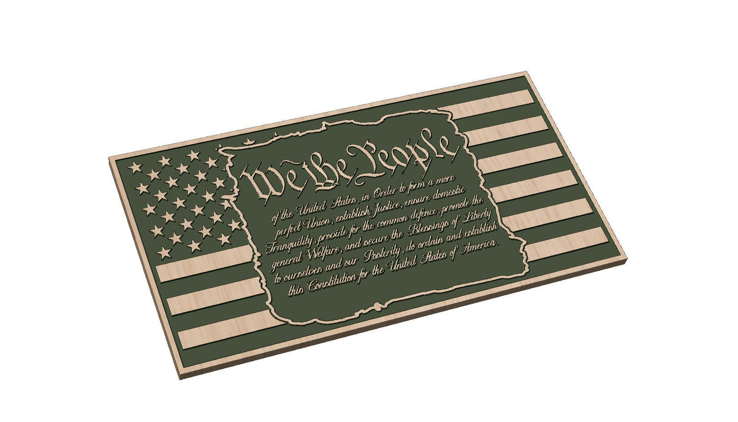 We The People Constitution on Torn Flag