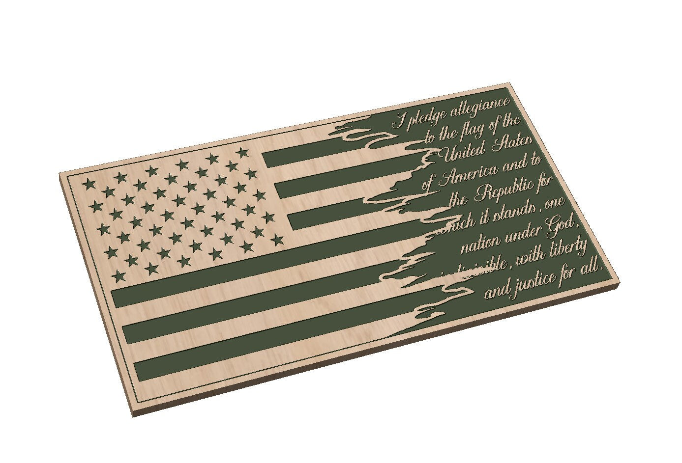 Tattered American Flag with Covered Pledge of Allegiance SVG