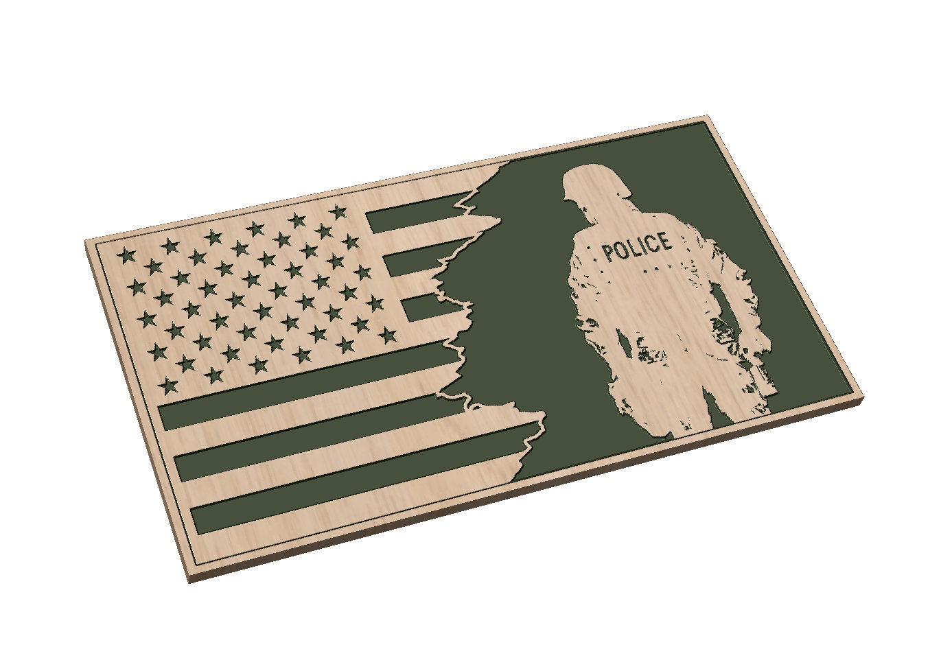 Tattered 3 Flag with Officer Silhouette