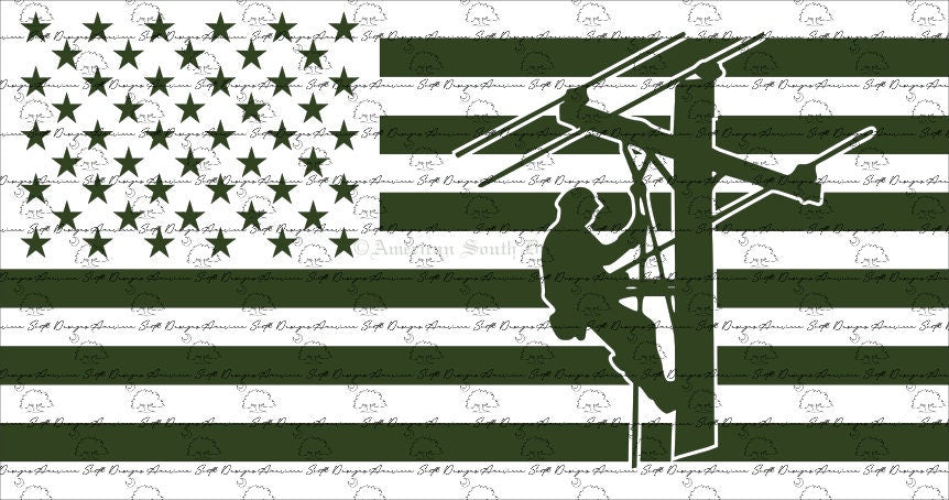 American Flag with Lineman 1