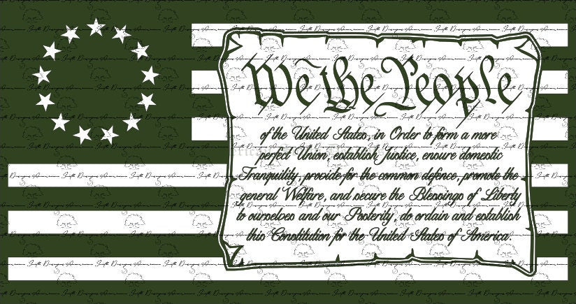 Betsy Ross with We The People  Constitution Flag