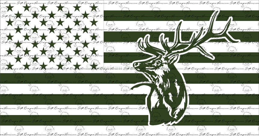 American Flag with Elk Head