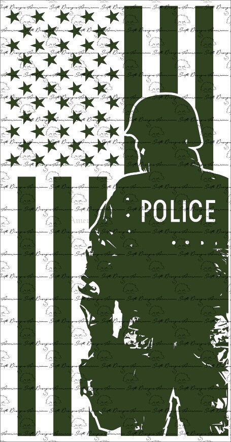 American Flag with Police Officer Vertical