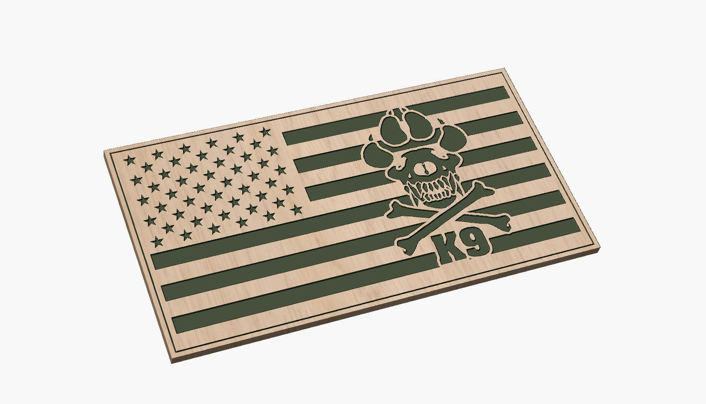 American Flag with K9 Skull