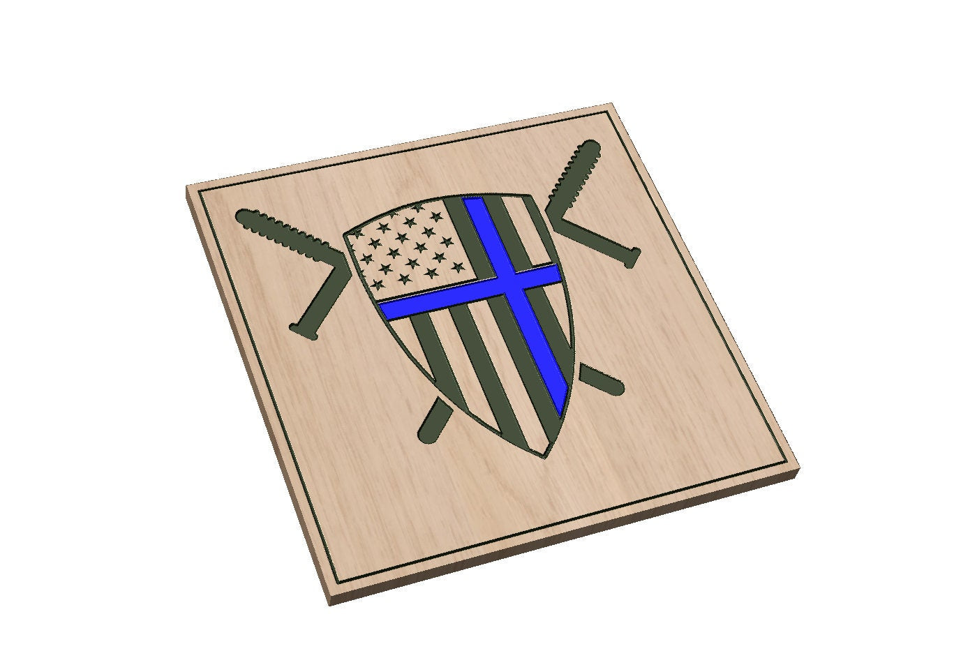 Shield Flag Cross with Police Batons