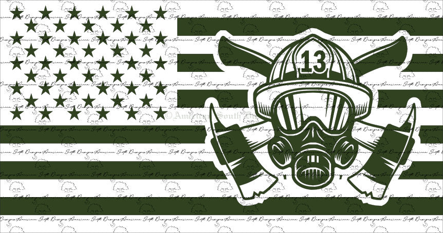Firefighter Flag Number 13  SVG