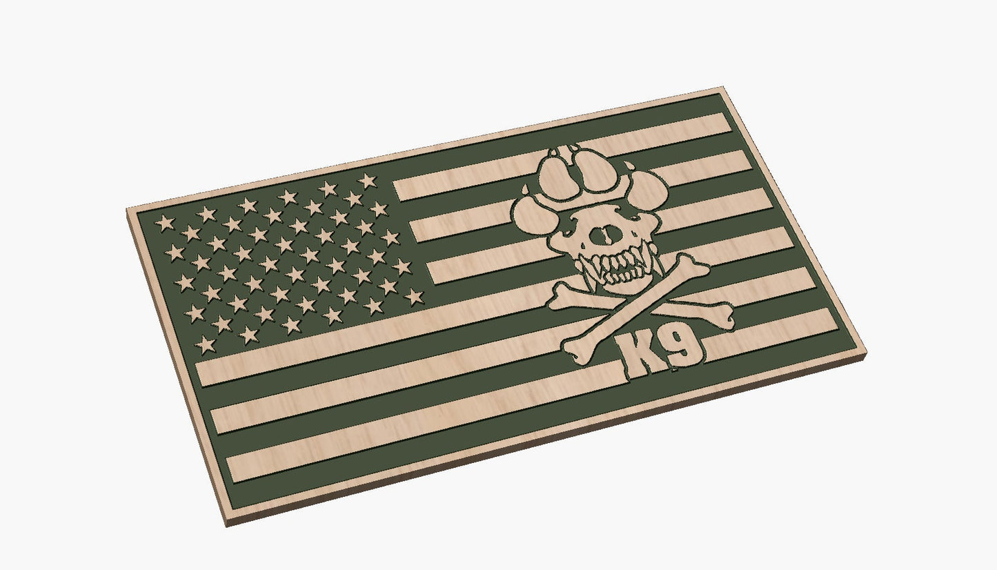 American Flag with K9 Skull