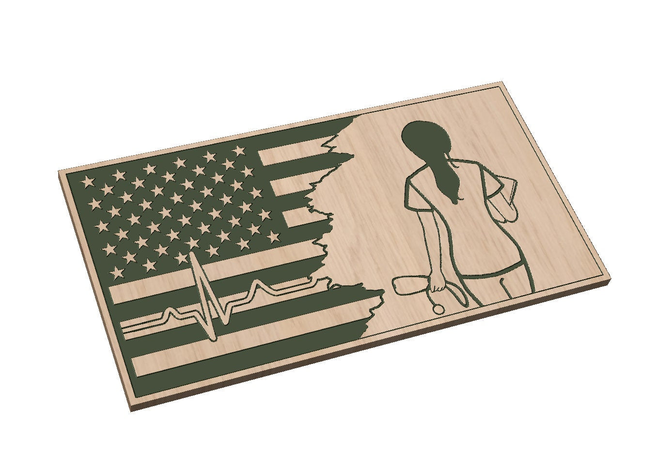 Tattered 3 Flag with Nurse Silhouette