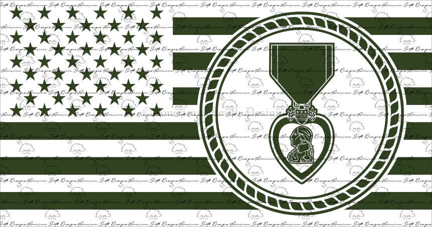 Flag with Circle and Purple Heart