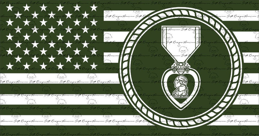 Flag with Circle and Purple Heart