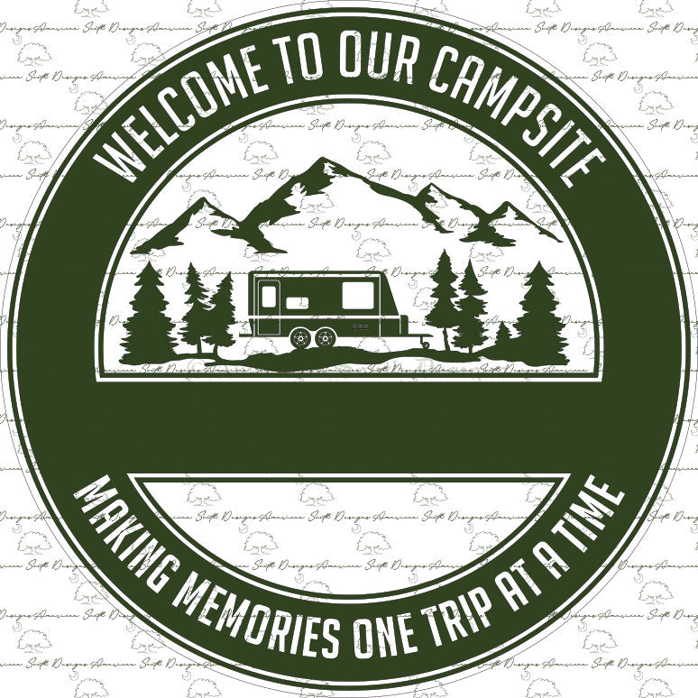 Camping Sign Template  Round